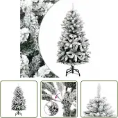 The Living Store Künstlicher Weihnachtsbaum Klappbar Beschneit 150 cm