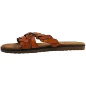Lazamani Pantoletten Damen Cognac Leder