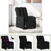 The Living Store Massagesessel Elektrisch Schwarz Stoff