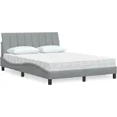 Syfax Bett mit Matratze "Hanko" Hellgrau 140x190 cm Stoff