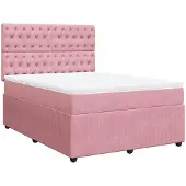 Syfax Boxspringbett mit Matratze Rosa 160x200 cm Samt