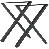 En.casa Tischgestell 2er Set ‘Greith’ für Esstisch Schreibtisch X-Form Stahl 72 x 59 cm Schwarz