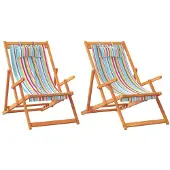 vidaXL Strandstühle 2 Stk. Klappbar Mehrfarbig Stoff