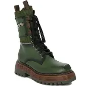MACIEJKA Grüne Damen Leder Stiefeletten geschnürt Reißverschluss 6 cm Absatz 3 cm Plateau