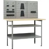 Syfax Werkbank mit 3 Werkzeugwänden Grau Stahl/Holzwerkstoff 120x60x85 cm Tragkraft 300 kg