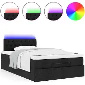 Syfax Ottomane Bett mit Matratze & LEDs Schwarz 120x190 cm Stoff