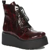 MACIEJKA Damen Stiefeletten Plateausohle Burgunder Schnürung Reißverschluss 6cm Absatz Modell 0676223006