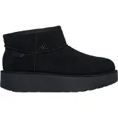 SKECHERS Keep Cozy Leder Damen Schwarz Winter Stiefeletten