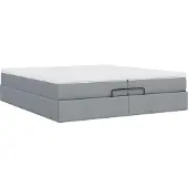 Syfax Ottoman-Bett mit Matratzen Hellgrau 200x200 cm Stoff