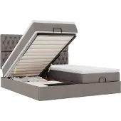 Syfax Ottoman-Bett mit Matratzen & LEDs Taupe 160x200 cm Stoff
