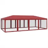 Syfax Partyzelt mit 12 Mesh-Seitenteilen Rot 8x4 m HDPE