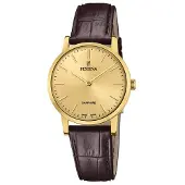 Festina F20017/2 Damenuhr Braun/Goldfarben mit Lederband
