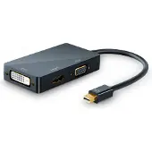 CSL 3in1 Mini DisplayPort zu HDMI, DVI, VGA Adapter Konverter, miniDP 1.2 4k 3840x2160 UHD 2160p, 0,15m