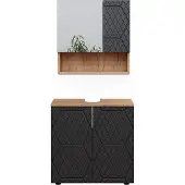 Vicco Badmöbel-Set Irma Anthrazit mit Wabenstruktur 2 Teile, Unterschrank 60 cm, Model 47170