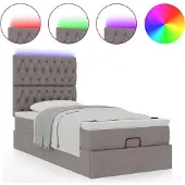 Syfax Ottoman-Bett mit Matratze & LEDs Taupe 90x190 cm Stoff