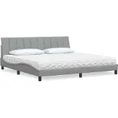 Syfax Bett mit Matratze "Hanko" Hellgrau 200x200 cm Stoff