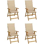 Prolenta Maison Exclusive - Klappstühle Verstellbar 4 Stk. mit Auflagen Massivholz Akazie