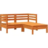 vidaXL Gartensofa 2-Sitzer mit Hocker Wachsbraun Massivholz Kiefer