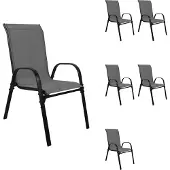 Mojawo 6er Outdoorstuhl Gartenstuhl Stapelstuhl Metall Textilen Anthrazit