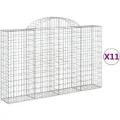 vidaXL Gabionen mit Hochbogen 11Stk. 200x30x120/140cm Verzinktes Eisen