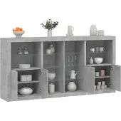 vidaXL Sideboard mit LED-Leuchten Betongrau 202x37x100 cm