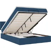 Syfax Ottoman-Bett mit Matratze Blau 140x190 cm Stoff