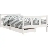Syfax Kinderbett mit Schubladen Weiß 90x190 cm Massivholz Kiefer