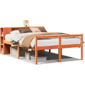 Syfax Massivholzbett ohne Matratze Wachsbraun 140x190 cm Massivholz