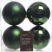 Décoris 4 Weihnachtskugeln 10cm Kunststoff Christbaumkugeln bruchsicher dunkelgrün