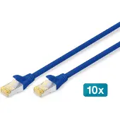 Digitus CAT 6A S/FTP Patchkabel, 10 Stück, 0,25 m, Cat6a, S/FTP (S-STP), RJ-45, RJ-45, Blau