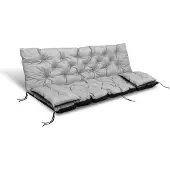 AIO Factory Gartenkissen 180x60x50 cm + 2 Kissen für Hollywoodschaukel wasserdicht hellgrau