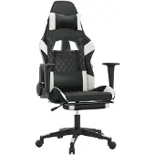Syfax Gaming-Stuhl mit Fußstütze Schwarz und Weiß Kunstleder