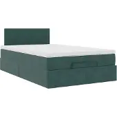 Syfax Ottoman-Bett mit Matratze Dunkelgrün 120x200 cm Samt