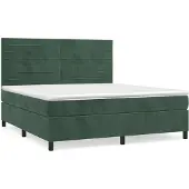Syfax Boxspringbett mit Matratze Dunkelgrün 160x200 cm Samt