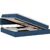 Syfax Aufbewahrungsbett mit Matratze Blau 200 x 200 cm Holzwerkstoff