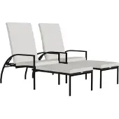 Syfax Sonnenliegen 2 Stk. mit Fußhocker PE-Rattan Braun