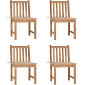 vidaXL Möbel Gartenstühle 4 Stk. mit Kissen Massivholz Teak - Gartenstühle &8884