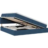 Syfax Aufbewahrungsbett mit Matratze Blau 200 x 200 cm Holzwerkstoff