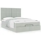 Syfax Ottoman-Bett mit Matratzen Hellgrau 140x190 cm Samt