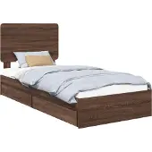 Syfax Aufbewahrungsbett Braun Eichen-Optik 75 x 190 cm Holzwerkstoff