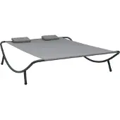 vidaXL Sonnenliege Anthrazit Stoff, 200x173x45 cm, 2 Kissen, witterungsbeständig, pulverbeschichtetes Stahlgestell