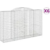 vidaXL Gabionen mit Hochbogen 6 Stk. 300x50x180/200cm Verzinktes Eisen