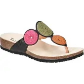 Think! Think JULIA Damen Pantoletten - Zehentrenner Pantolette schwarz Freizeit NEU