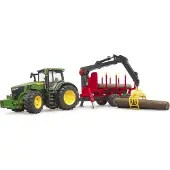 BRUDER 03154 John Deere 7r 350 With Forestry Trailer And 4 Trunks Bauspiel