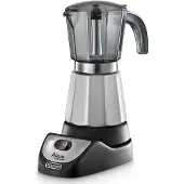 De'Longhi De’Longhi Alicia EMKM 4, Elektrische Espressokanne, 0,4 l, Gemahlener Kaffee, 450 W, Schwarz, Silber, Transparent
