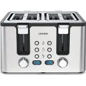 Arendo Toaster, 4 kurze Schlitze, für 4 Scheiben, 1750 W, Automatik, Edelstahl, Wärmeisolierendes Doppelwandgehäuse