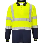 Portwest S279 Zweifarbiges Langarm Polo-Shirt Yellow/Navy Gr. M