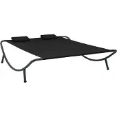 PUEAZU Sonnenliege Stoff Schwarz - Gartenliegen &23202