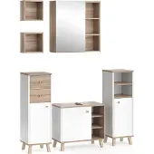 Vicco Badmöbel-Set Senyo Weiß 5 Teile, mit Regalen, Model 36436