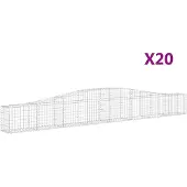 vidaXL Gabionen mit Hochbogen 20 Stk. 400x30x40/60 cm Verzinktes Eisen